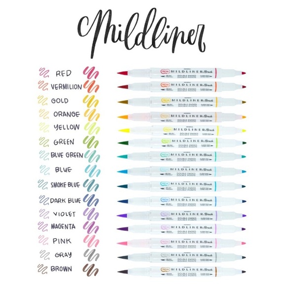 ZEBRA Mildliner 15 pc Double Ended Brush Pen & Bullet Tip Marker Highlighter Set - Picture 4 of 4